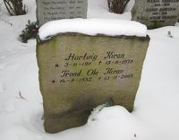 NRK-mannen, målmannen og lyrikrern Hartvig Kirans gravminne på Vestre Aker kirkegård. Foto: Stig Rune Pedersen