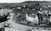 Havnebanen ved Akershus festnings østre del 1950. Mittet postkort.