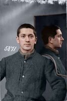 Forbryterportrett, 1899 fra Kristiania politikammer Foto: Digitalt fargelagt (originalbilde hos Digitalarkivet)