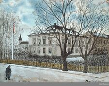 1890-åra: Hegdehaugsveien 23 med professor Marcus Jacob Monrad nede i venstre hjørne, som bodde i gården i en årrekke.