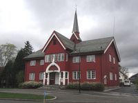Herredshuset på Jessheim fra 1901 er tegnet av Sinding-Larsen. Foto: Stig Rune Pedersen