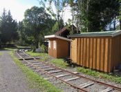 Hillestad stasjonsområde ved Reidvintunet, etablert av Vestfold Privatbaners Museum. Foto: Stig Rune Pedersen