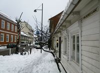 Motiv fra Holbergs gate i Kvaderaturen i Kristiansand. Foto: Stig Rune Pedersen