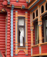 Detalj, fasade, Holmenkollen Park hotell. Foto: Stig Rune Pedersen (2015).