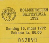 280. Holmenkollen skifestival 1992 billett.JPG