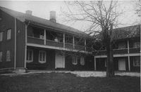 Hus med svalganger i Maridalsveien, cirka 1910-1920. Foto: fra Sagene menighets arkiv