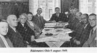 IOGTs rådsmøte i Oslo 1949. Johan Hvidsten sitter som nr 2 fra venstre. Fra boka Godtemplarordenen i Norge 1927-1977