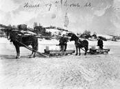 Iskjøring med hest og slede på Nitelva.