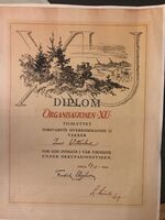 Ivar Wettestads diplom fra Forsvarets Overkommando for innsatsen i XU.