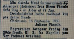 Iver Steen Thomle dødsannonse Aftenposten 1889.JPG