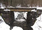 Liten jernbanebro på Numedalsbanen over bekk ved Skagsoset i Nore, produsert av Vulkan i 1925. Foto: Stig Rune Pedersen