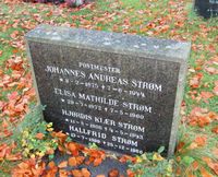 Gravminne, postmester Johannes Andreas Strøm. Foto: Stig Rune Pedersen