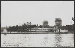 Området sett mot nord, fra Frognerkilen med kaianlegget med fyrlykt. Foto: Nasjonalbiblioteket