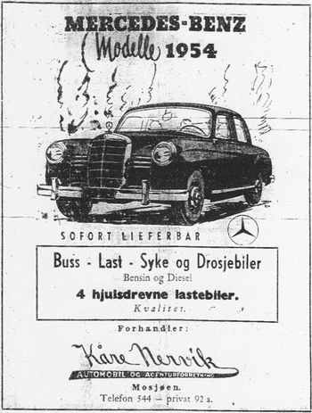 Kaare Nervik Bilforr Mosjoeen Annonse M-B 1954.jpg