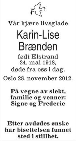 Karin-Lise Brænden dødsannonse Aftenposten 10.12.2012, s. 58.png