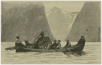 Karjol på Oldevatnet, fra "Keiser Wilhelm II's Reiser i Norge i Aarene 1889 og 1890" v. Paul Güsfeldt, Cammermeyer 1891