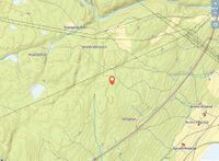 Kart som viser beliggenheten av plassen, omtrent 1 kilometer meter nordvest for gårdstunet på Søndre Hegstad