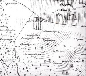 Kart Østre Toten 1819 utsnitt Smeby.jpg