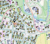 Kart som viser dagens eiendom samt den opprinnelige størrelsen.