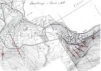 Kart over Djuvika og Botnen. Her er løypestrengane teikna på med nummer.