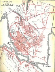 Ivar Refsdals kart over Tønsberg fra 1926.