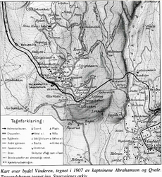 Kart Vinderen-Slemdal-Holmenkollen 1907. Sporveienes arkiv