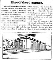 Faksimile fra Aftenposten 25. august 1924: utsnitt av artikkel om åpningen av Kinopaleet.