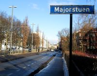 Skilt, Majorstua, i Kirkeveien nær Frognerparken. Foto: Stig Rune Pedersen