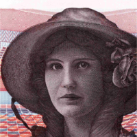 Kirsten Flagstad på 100-kronerseddelen. Foto: Kulturnett Aust-Agder