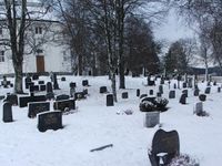 Kirkegården sett fra øst mot vest. Felt 1, 2, 10, 11 og 21.