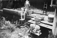 Klesvask i Kvernveita, Brumunddal, 1950.