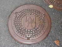 Kumlokk med Kongsbergs kommunevåpen. Foto: Stig Rune Pedersen