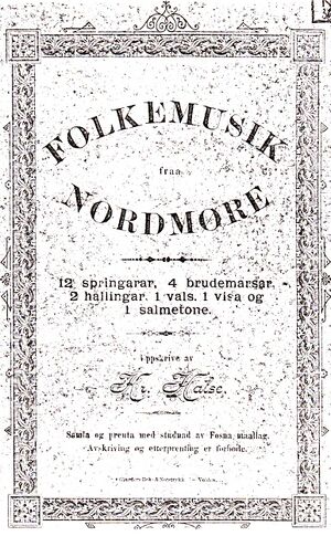 Kr. Halse (1907) Folkemusik fra Nordmoere s. 01 (omslag).jpg