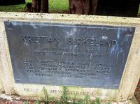 Kristian Birkelands gravminne på Vestre gravlund i Oslo. Foto: Stig Rune Pedersen (2012)