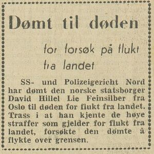 Kunngjøring om Hillel David Lies dødsdom Morgenposten.JPG