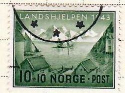 Frimerke 10+10 øre. Landshjelpen 1943.