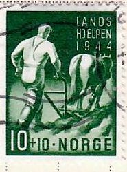 Frimerke 10+10 øre. Landshjelpen 1944.