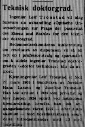 Leif Tronstad doktorgrad Aftenposten 1931.JPG