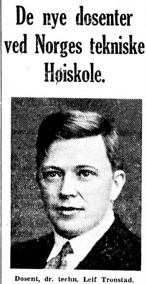Leif Tronstad faksimile Aftenposten 1931.JPG