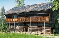 Lensmannsstua fra Jevne, ca. 1800.