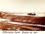 Lillestrøm bank. Ny fylling - Trebru til 1861. Kilde: Jernbanemuseet