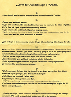 Avskrift av dei fyrste vedtektene til Volda Husflidslag; «Lover for Husflidslaget i Volden» frå 1906.