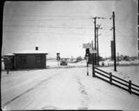 Lundsovergangen for riksvei 22 i Lillestrøm 1955.