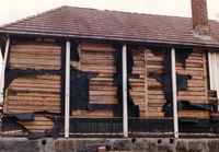 Fra rivingen av skolen i 1991.