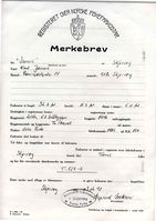 Merkebrev for MB «Varnes». Ein kan her sjå at båten er målt til 36,6 fot.