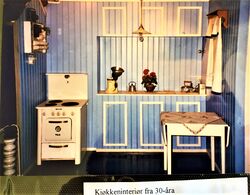 Kjøkkeninteriør i 30-åra.