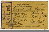 Maanedsbillett for Cand. Joh. Kobro fra okt 1901 til okt 1902. Cand. Joh. Kobro /NJM