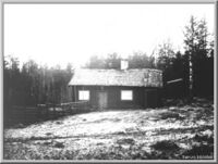 Husmannsplassen Madserud under Nedre Haga. Foto: Bærum bibliotek (1920-1930).