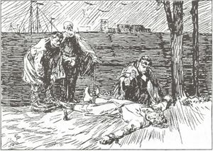 Magnus Blindes og Harald Gilles saga-Magnus lemlestes-E. Peterssen.jpg