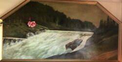 Dette maleriet hang på veggen under bombeangrepet 18.11.1943. Det ble skadet av en splint, men huset fikk ingen andre skader.